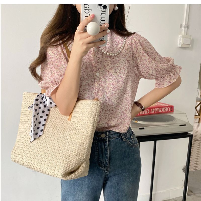 Grastasche für den Unterricht, große Kapazität, Freizeitspitze, gewebte Umhängetasche für die Sommerarbeit 2024, Einkaufstasche_voghion.com