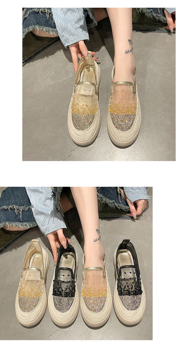 Scarpe da pescatore traspiranti con perline di diamante d'acqua Lefu in rete estiva, suola spessa in torta di pino, scarpe singole casual per_voghion.com