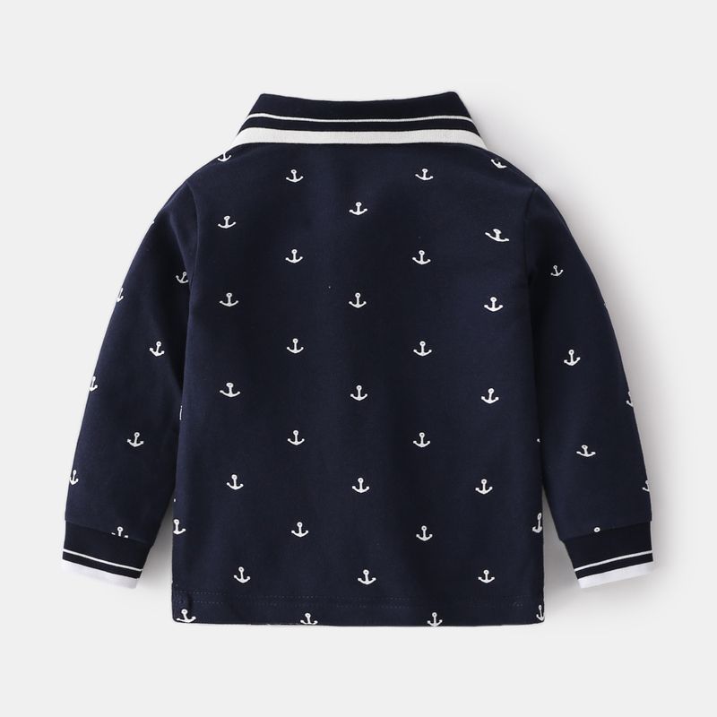 XUANMU Tricou Polo pentru băieți, bumbac de înaltă calitate, primăvară și toamnă, mânecă lungă, brodat cu desene animate, top, îmbrăcăminte casual pentru copii XB056_voghion.com