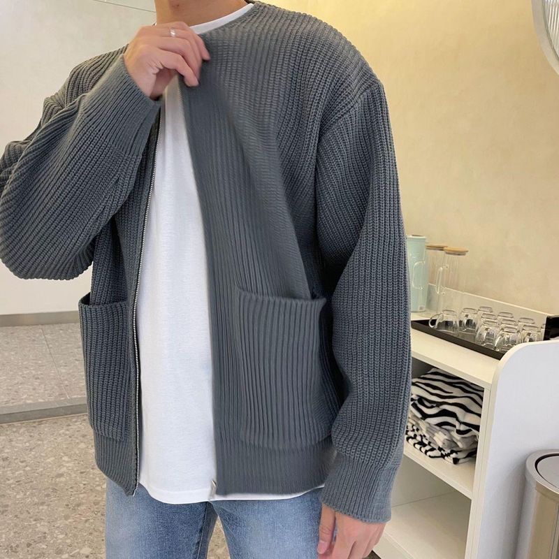 Men's Clothing Men's Casual Knit Cardigan Sweater - Soft & Comfortable Oversized Pullover For Autumn & Winter (Multiple Colors & Sizes Available)_voghion.com