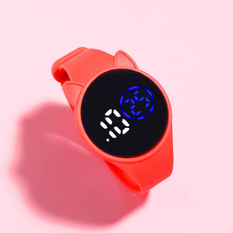 Xinweiqing Electronic Watch Luminous Swimming Round Dial Cartoon Cat Ear Sport LED Digital Bracelet for Student_voghion.com