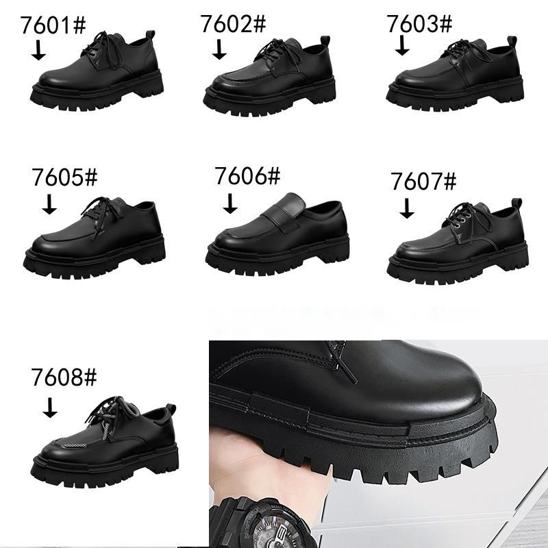 Scarpe basse da uomo con suola spessa, stile punk britannico, con plateau, nere, stringate, casual, mocassini, scarpe da uomo_voghion.com