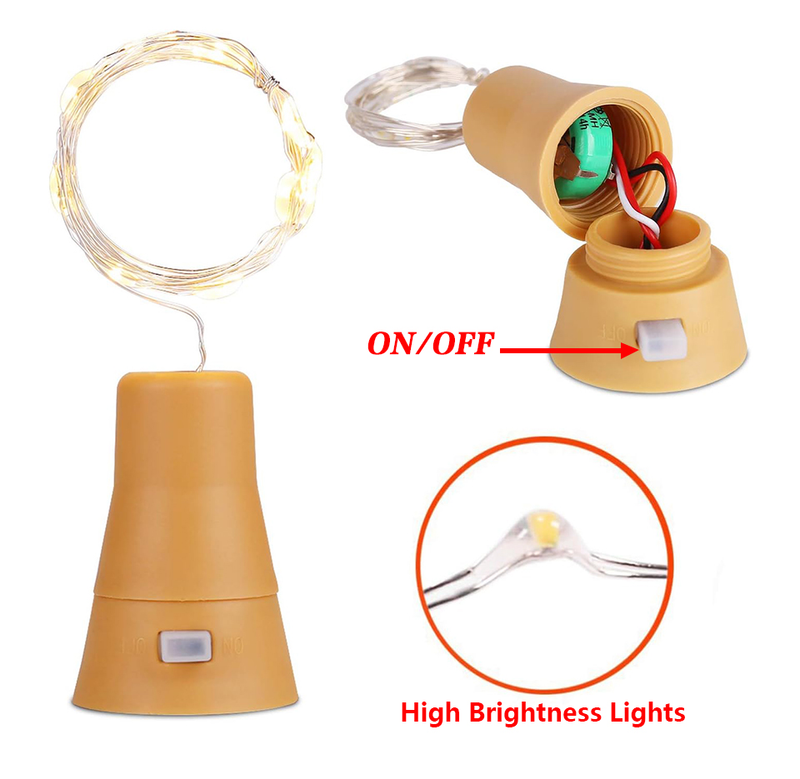 Stringa solare per bottiglia di vino 2M 20LED Filo di rame Fata Luci a forma di sughero Lampada da giardino per decorazioni natalizie per feste di nozze_voghion.com