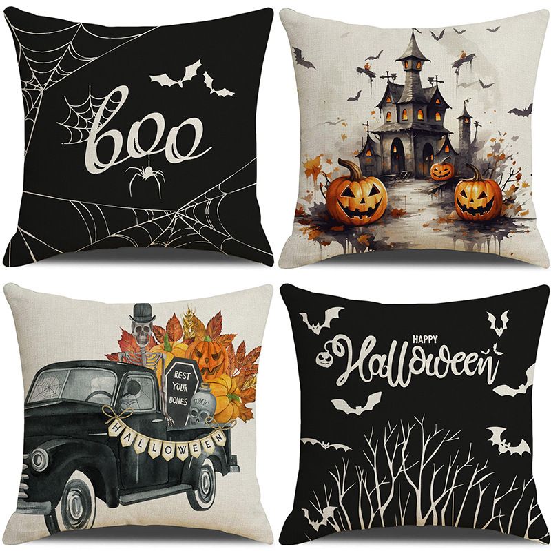 Halloween Dekoration Home Leinen Kissenbezug lustige Kürbiskopf Sofa Kissenbezug Kombination_voghion.com