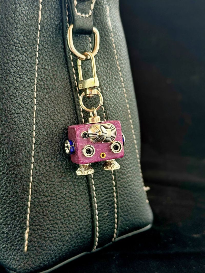 Collana con ciondolo a forma di robot punk, portachiavi in legno, ciondolo a forma di catena per cellulare per ragazzi e ragazze._voghion.com