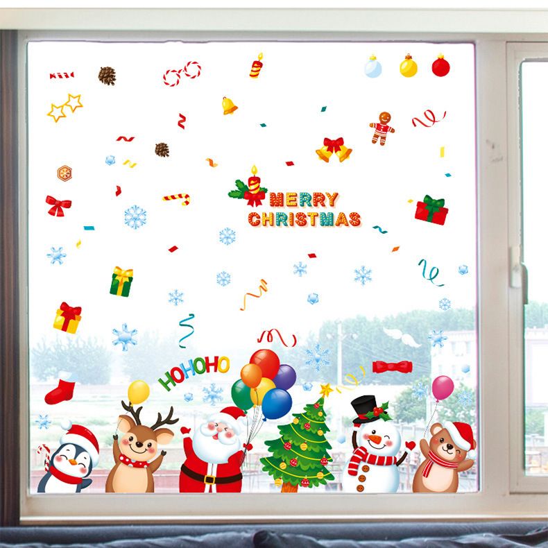 Nieuwe statische stickers voor de weergave van de Kerstman, decoratiestickers voor glazen deuren en ramen_voghion.com