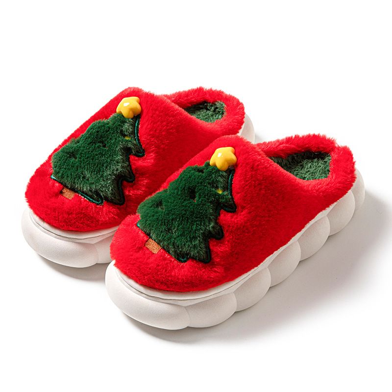 2024 New Christmas Tree Women's Home Unisex Autumn Winter Slippers Barcode Sticker Available_voghion.com