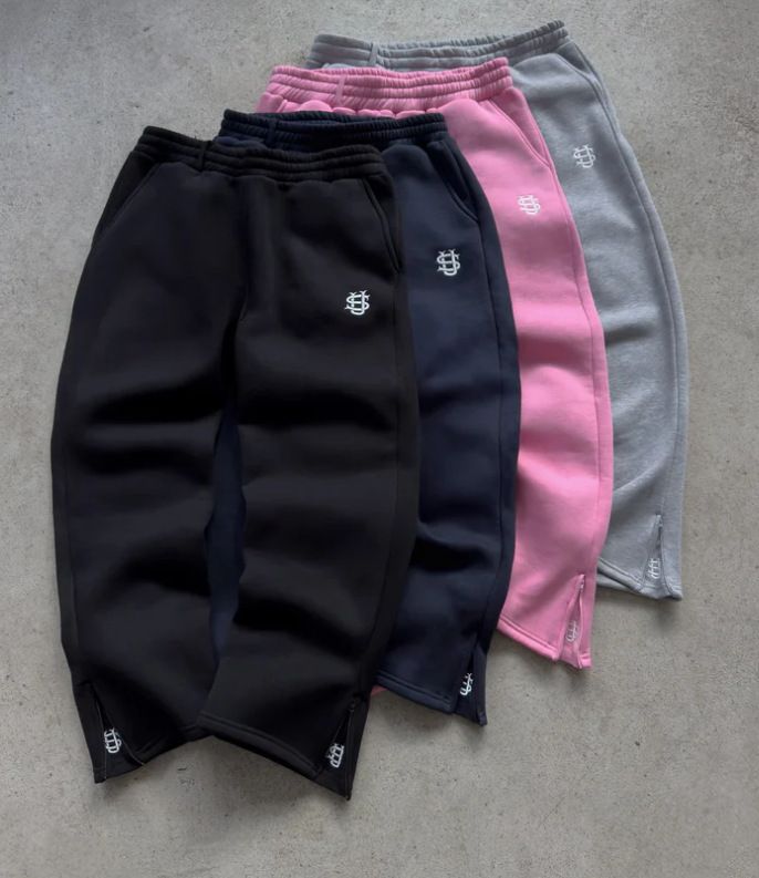 Y2K Street Fashion Hip-Hop Lässige Jogginghose mit elastischem Bund und Reißverschluss, lockere, einfarbige Jogginghose_voghion.com