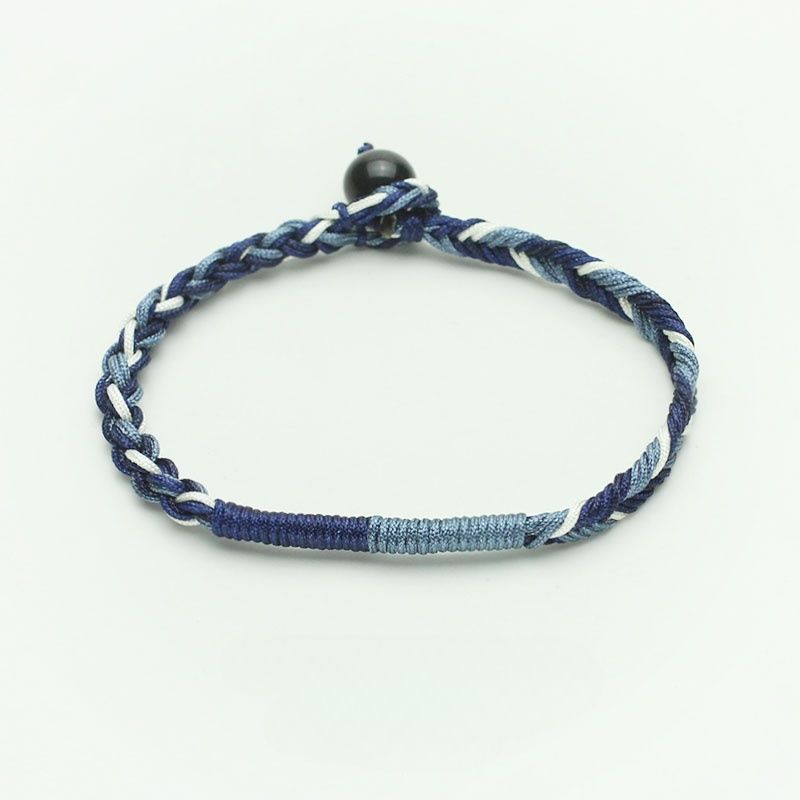 Braccialetto da uomo RedBi Red Rabbit in denim blu tinto, stile americano, con corda da mano_voghion.com