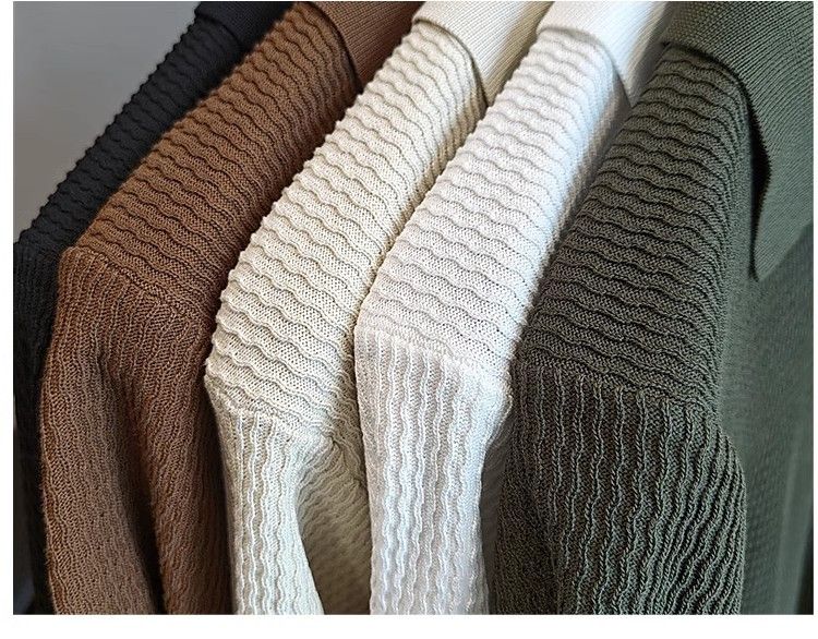 Polo da uomo in maglia leggera e traspirante, aderente, a maniche corte, stile americano, in seta ghiacciata, modello cross-border, con strisce antivento_voghion.com