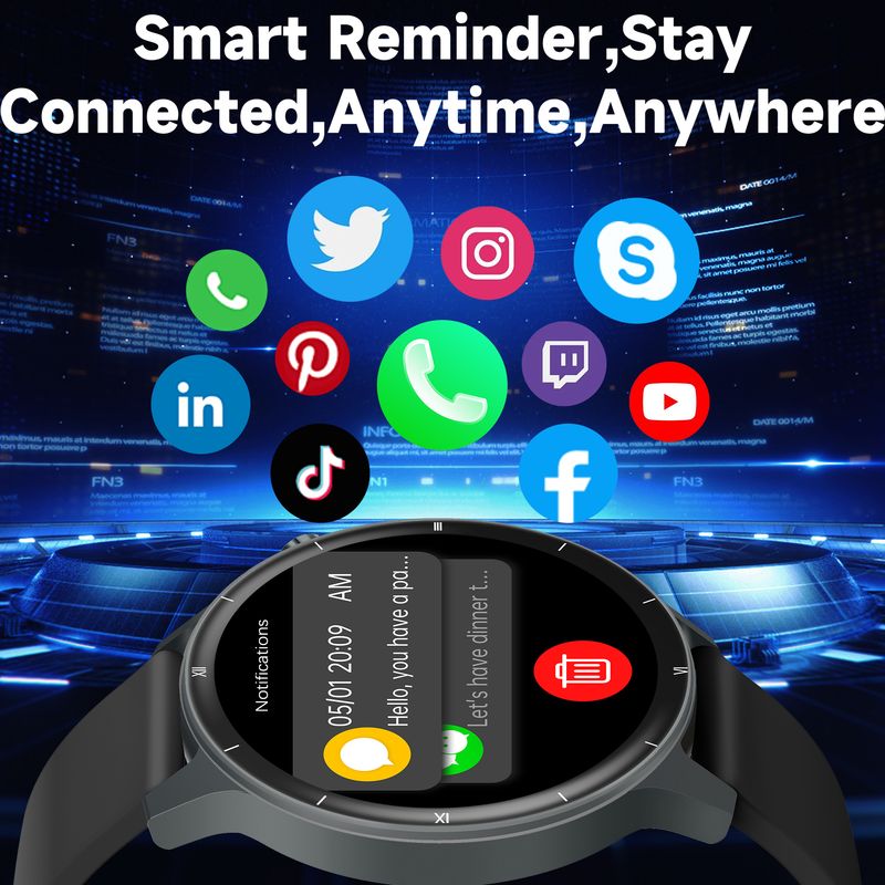 2025 Moderigtigt 3D Dynamisk Urskive Smartur Bluetooth Opkald Kvinders Sundhed Armbånd 1.43” HD Fuld Touchskærm Herre Dame_voghion.com