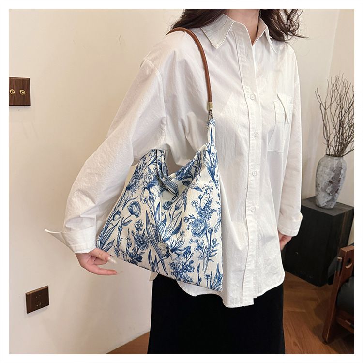 Damentaschen Freizeit Lazy Style Stickerei Zen Tragetasche Große Kapazität Leichte Pendler-Schulter-Umhängetasche Für Frauen_voghion.com