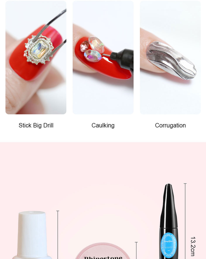 Arte Clavo Starker Kleber Nail Art Gel Strass Dekorationen Kein Abwischen Schmuck für Strass Kristall DIY Maniküre Nail Art Werkzeuge_voghion.com