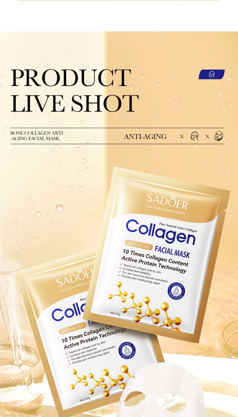 Collagen 25 g feuchtigkeitsspendendes, feuchtigkeitsspendendes Hautverjüngungsmaskenblattpaket_voghion.com