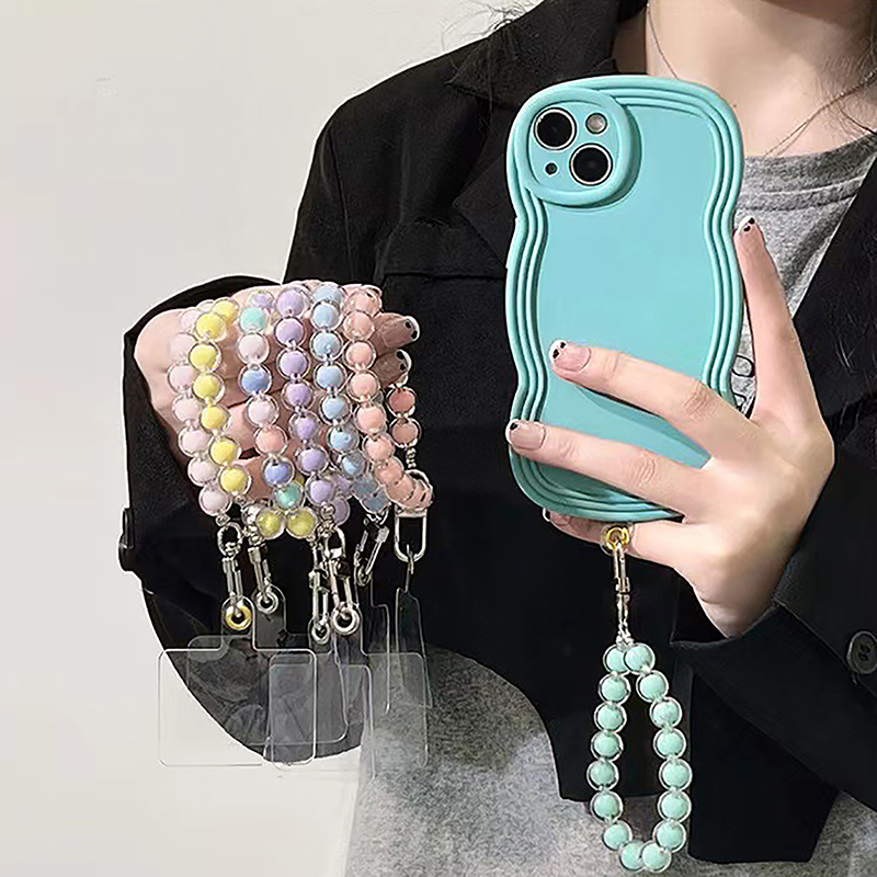 Short Pearl Lanyard Fashion Rhinestone Pendant Mobile Phone Lanyard Hand-woven Wrist Strap Back Case Anti-lost Lanyard_voghion.com