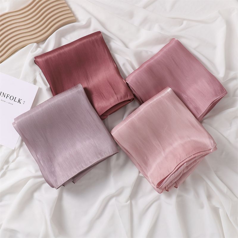 Unisex Solid color soft shimmering satin scarf women's scarf sunblock shawl Muslim_voghion.com