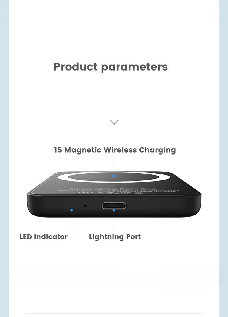 5000/10000mAh Power Bank Magnéitesch Wireless Powerbank Fir 12 13 14 Pro Max External Auxiliary Battery Pack_voghion.com