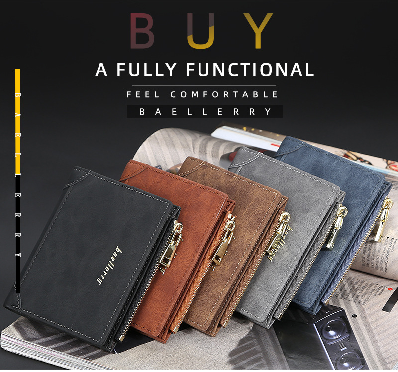 Baellerry wallet men's short Korean style large capacity multi-card slot zipper coin purse fashionable vertical ticket clip_voghion.com