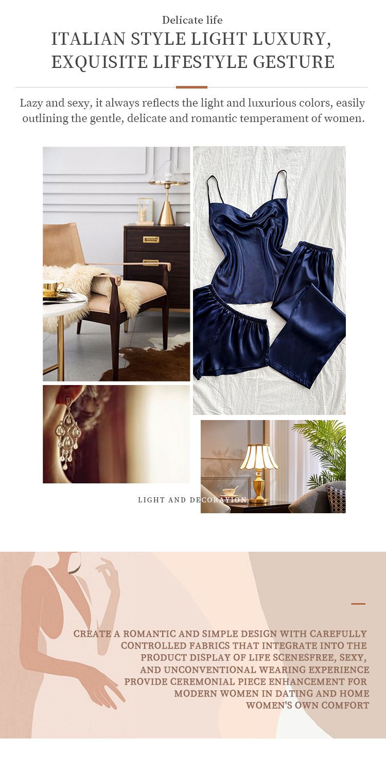 Damen Nachtwäsche Hosenträger Nachthemd Seide Sexy Home Kleidung Sommer Bequeme Casual Pyjamas_voghion.com