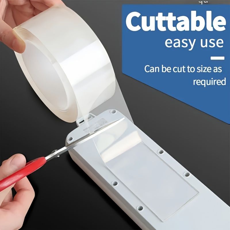 3 rollen sterke dubbelzijdige tape, sterke kleefkracht, herbruikbaar, traceerbaar, multifunctioneel, verwijderbaar, wasbaar, transparante nanotape voor thuis, kantoor en auto._voghion.com