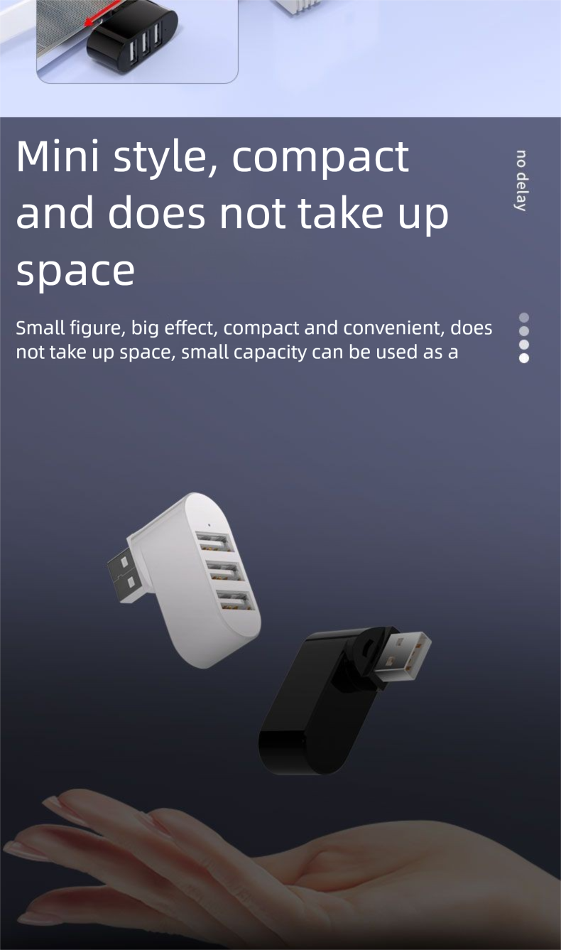 Rotating Multi-Port Docking Station Laptop Expansion Keyboard Mouse USB Drive Hub One-to-Three_voghion.com