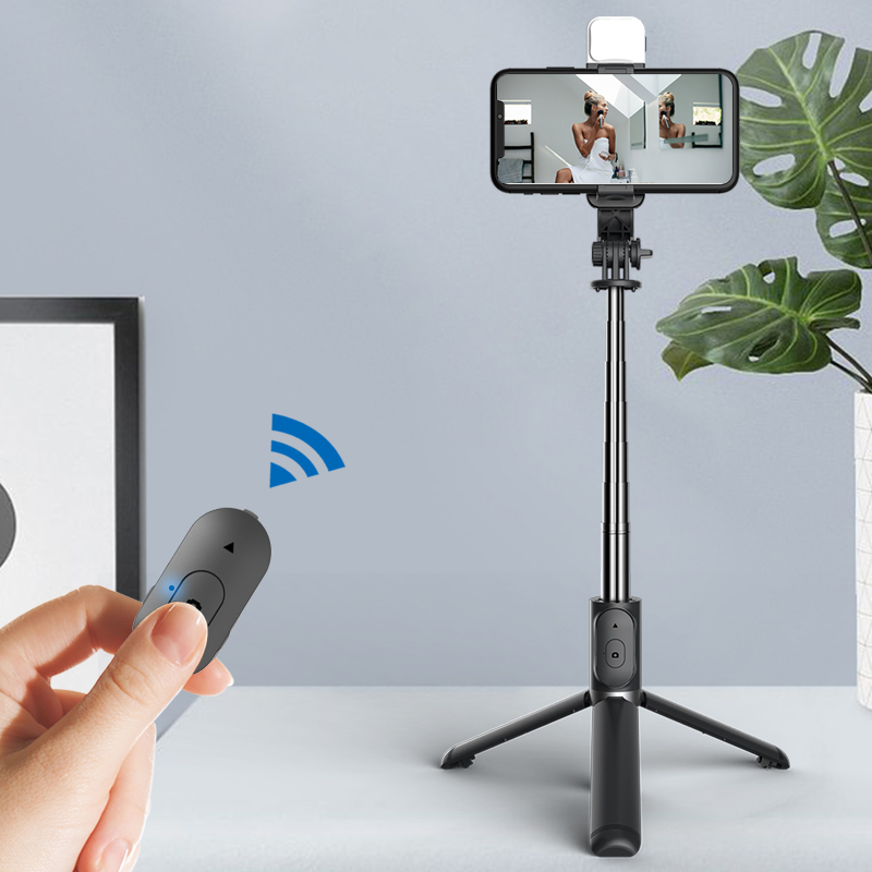 Kaasaskantav 41-tolline selfie stick mobiilne statiiv koos juhtmevaba kaugjuhtimispuldiga, laiendatav statiiv 360 kraadi võrra, komp._voghion.com