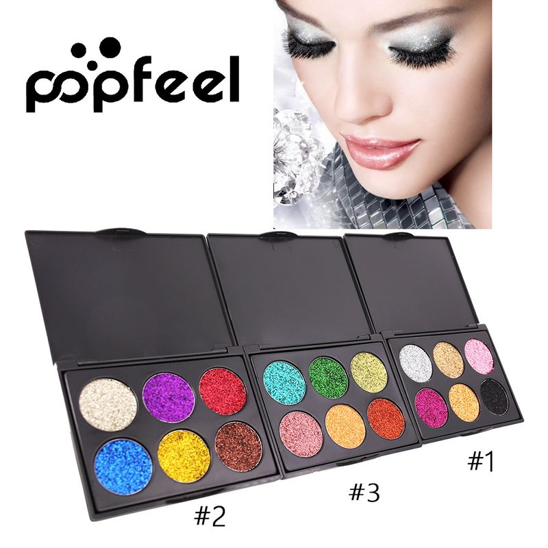 Make-up-Sets POPFEEL 6 Farbe Lidschatten + 7 Make-up-Pinsel Glitter Lidschatten Make-up Kombination Set Schönheit_voghion.com
