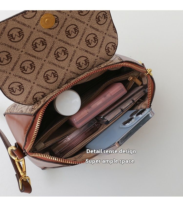 French printed handbag for women 2024, new women's simple and lightweight small square one shoulder crossbod bag,_voghion.com
