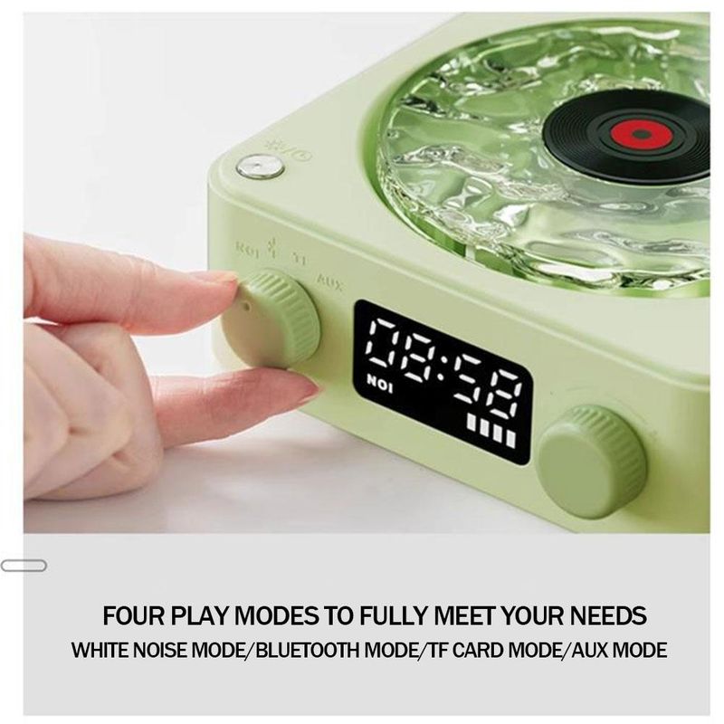 Waves Vinyl Player Bluetooth White Noise Retro Turntable Sleep Aid Vitrola Shaped Speaker with RGB Light_voghion.com