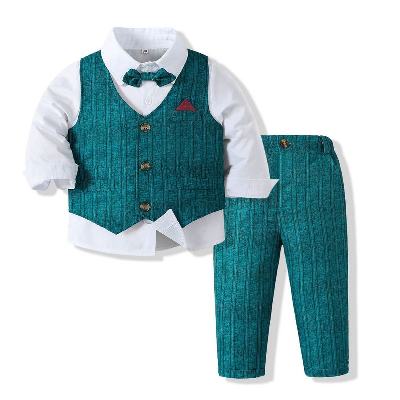 Kinderkleid im britischen Stil, Jungenanzug-Stil, kleine und mittelgroße Kinder, langärmeliges Hemd, Weste, Performance-Kostüm, Kinderkleidung_voghion.com