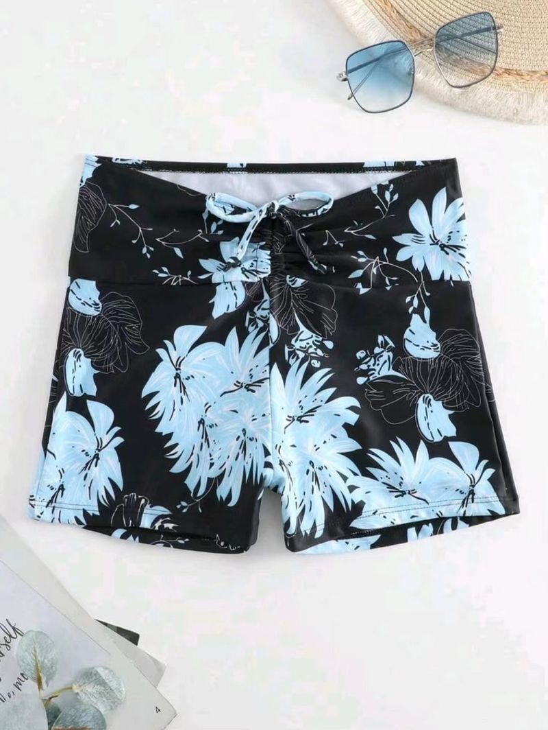 Swim Printed Damen Boxer Konservative High Waist Kordelzug Strand Single Shorts_voghion.com