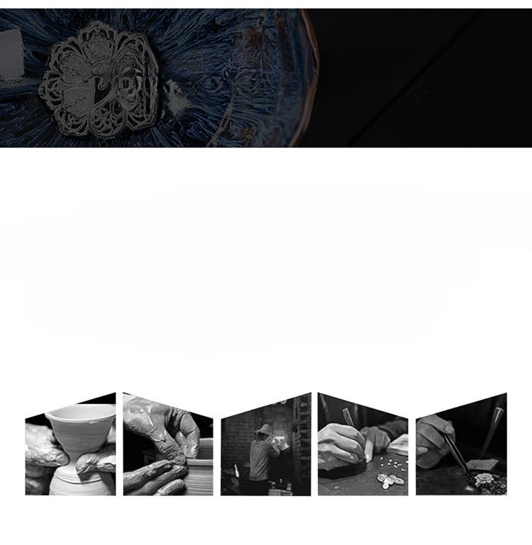Silber eingelegtes Kung Fu-Meisterkeramikset, in einem Ofen umgewandelte Teeschale, Haushaltslotustasse und Tassenkonstruktion_voghion.com