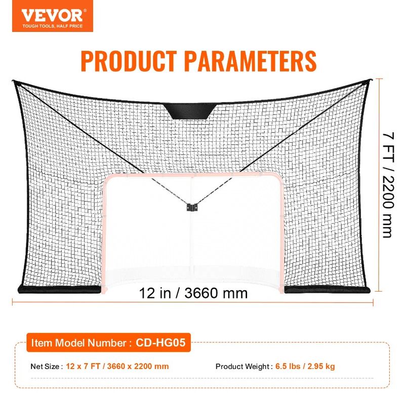 Hockey Net Street Hockey Sport Target 12x7FT Netting Outdoor Goal Backstop_voghion.com