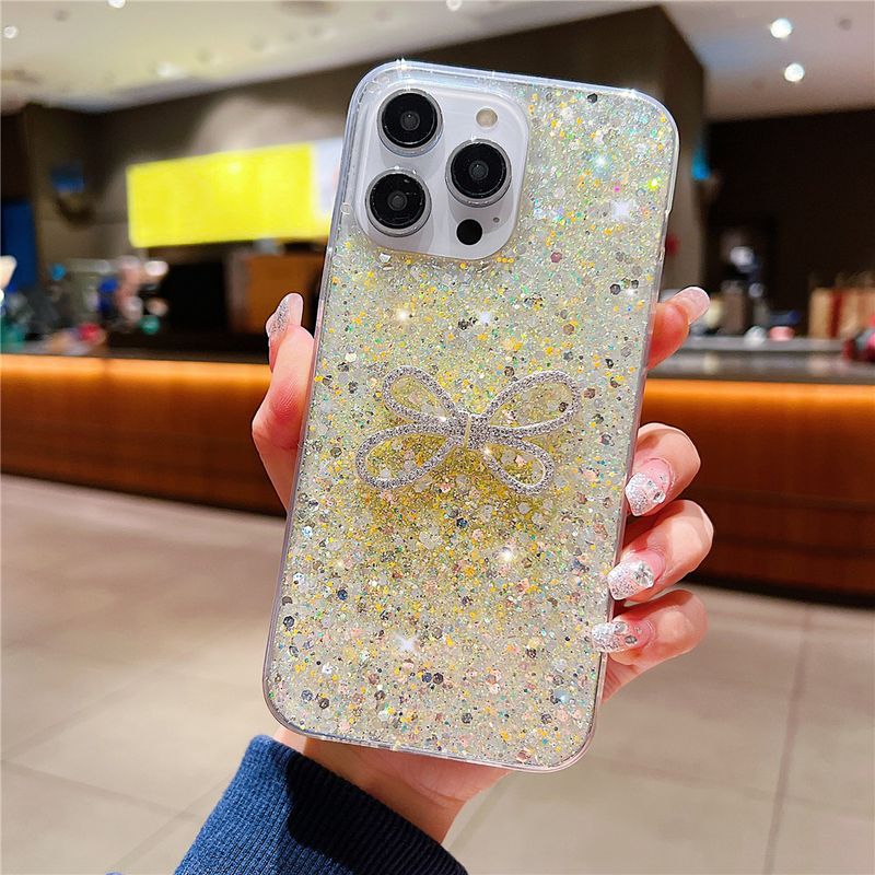 Custodia per telefono con paillettes e fiocco di diamanti per Samsung A54 A34 A24 A14 A04 A53 A33 A13 A52 A32 A22 A51 A35 A55 Cover in silicone_voghion.com