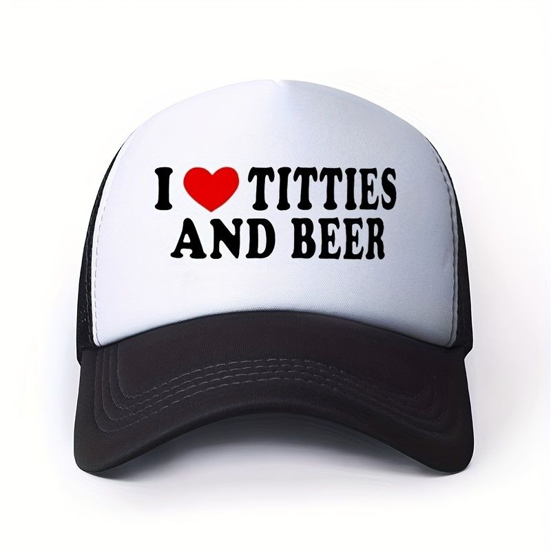1 Piece Breast And Beer Printed Net Breathable Cap, Sunscreen Baseball Cap_voghion.com