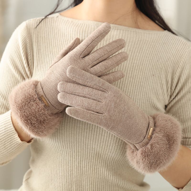 Nuovo berretto da donna tedesco per il caldo invernale all'aperto antivento, con isolamento in velluto spesso e guanti per le dita_voghion.com