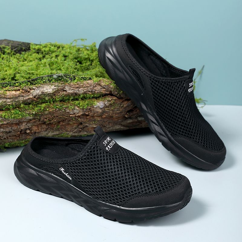 YRZL Herren Halbschuhe Sommer Atmungsaktive Mesh Herrenschuhe Outdoor Casual Wanderschuhe Große Flache Leichte Mesh-Hausschuhe Sandalen_voghion.com