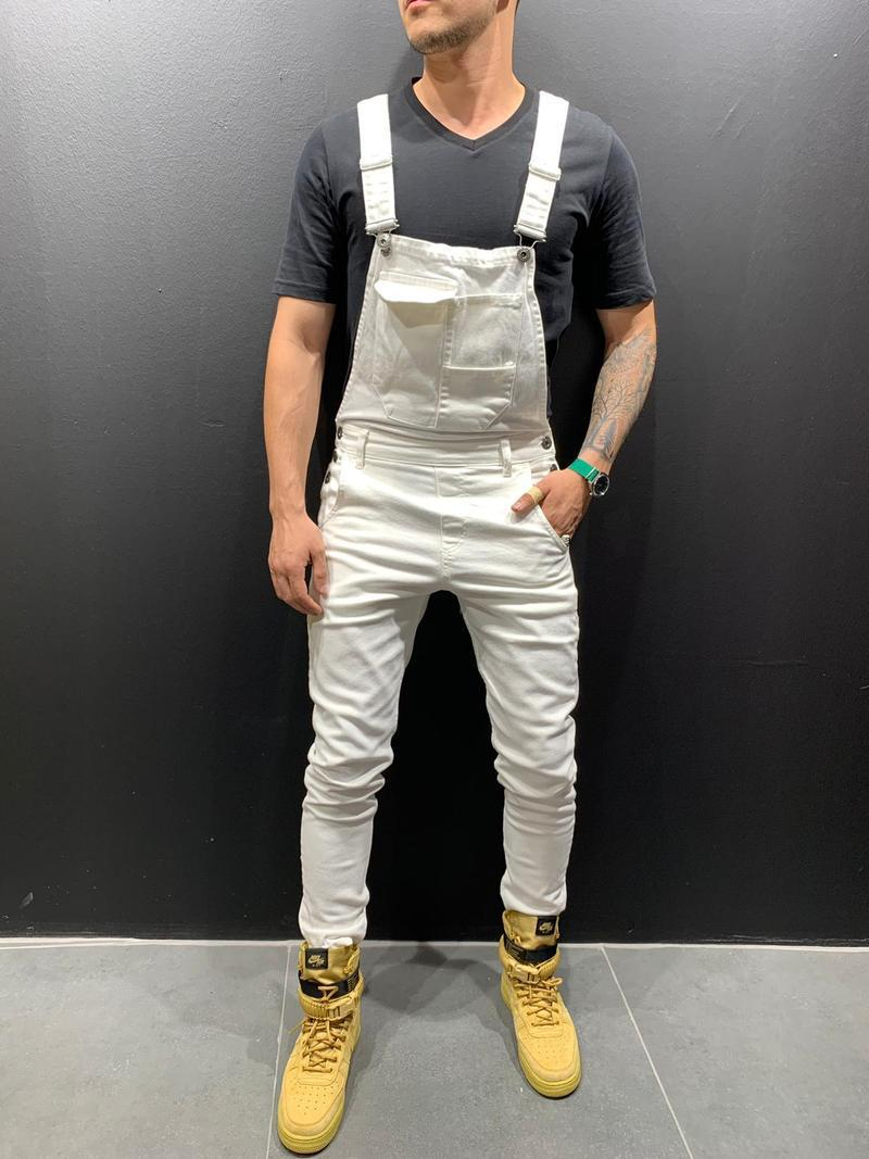European New Mens Denim Jeans Solid Color Work Overalls Dungarees Bib Jumpsuits Pants Playsuit Trousers Male Clothing_voghion.com