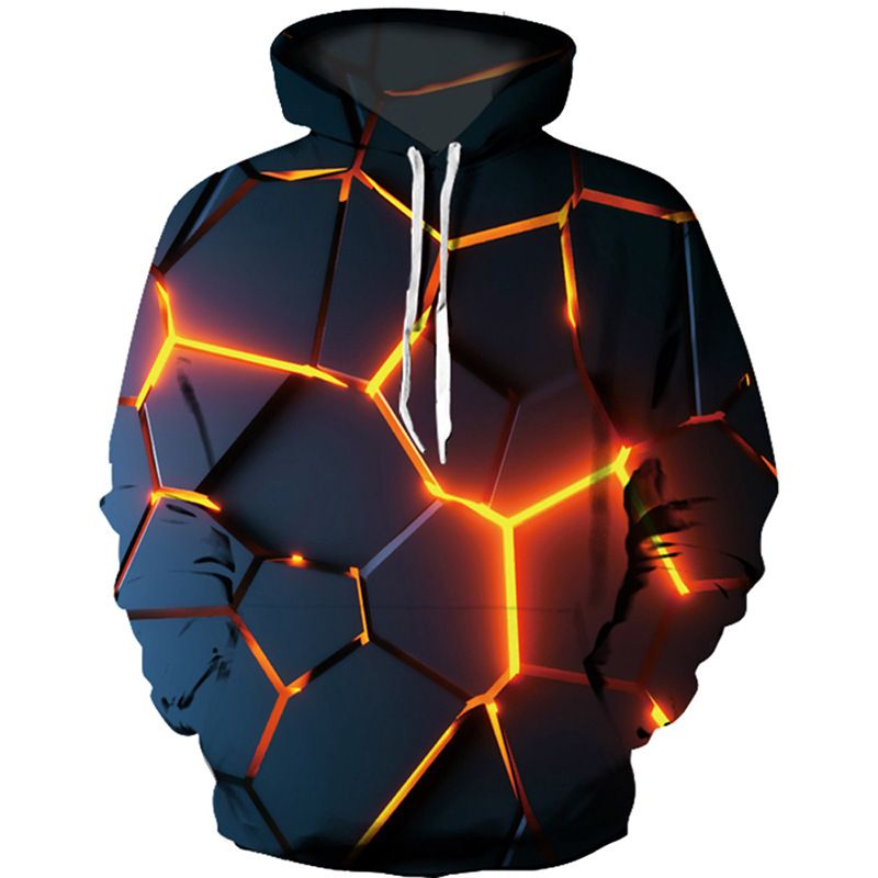 Neue bunte Flamme 3D fluoreszierende Unisex Herbst Winter Sweatshirt lustige Jacke schwarz Hoodie_voghion.com