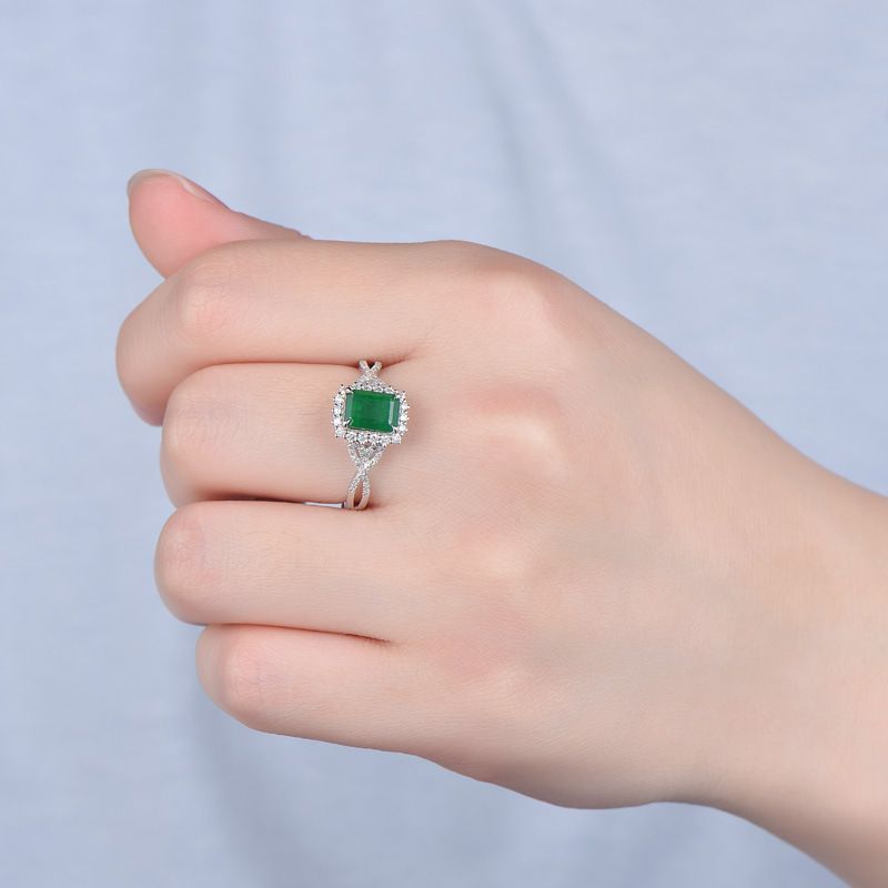 Mode Neue Sterg Sier Ring Set Smaragd Prinzessin für Frauen, Verlobung, Hochzeit Ringe Charme Schmuck Geschenke_voghion.com