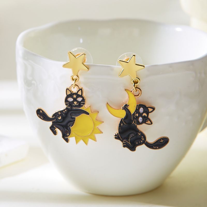 Earrings For Women, Unique Bat Pendant Spooky Cat Halloween Stud Earrings, Ear Jewelry_voghion.com