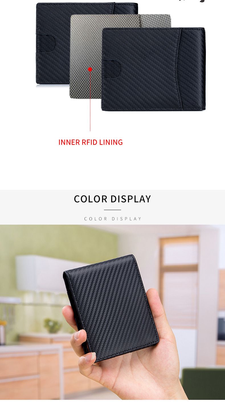 Men's Wallet Card Cases Genuine Leather Popular Men's Wallet New Style Carbon Fiber Wallet Rfid Ultra Thin Multifunctional Wallet_voghion.com