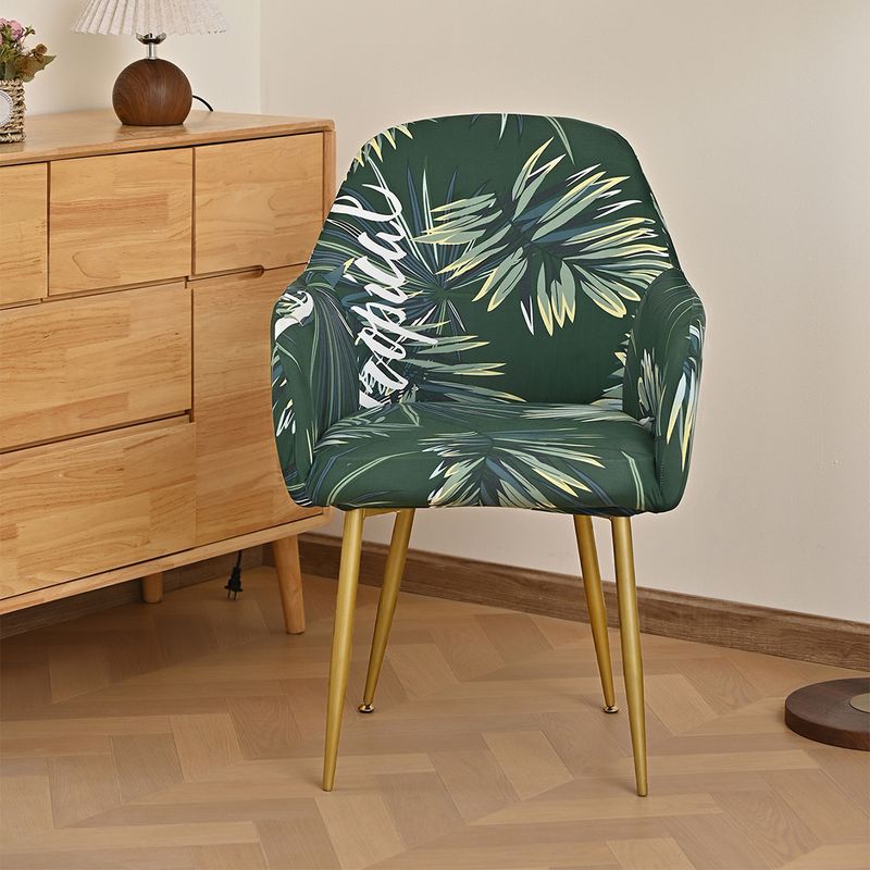 Arc Shaped Printed Milky Silky Stretch Chair Cover Four Seasons Universal Dining Table Arc Chair Cover_voghion.com
