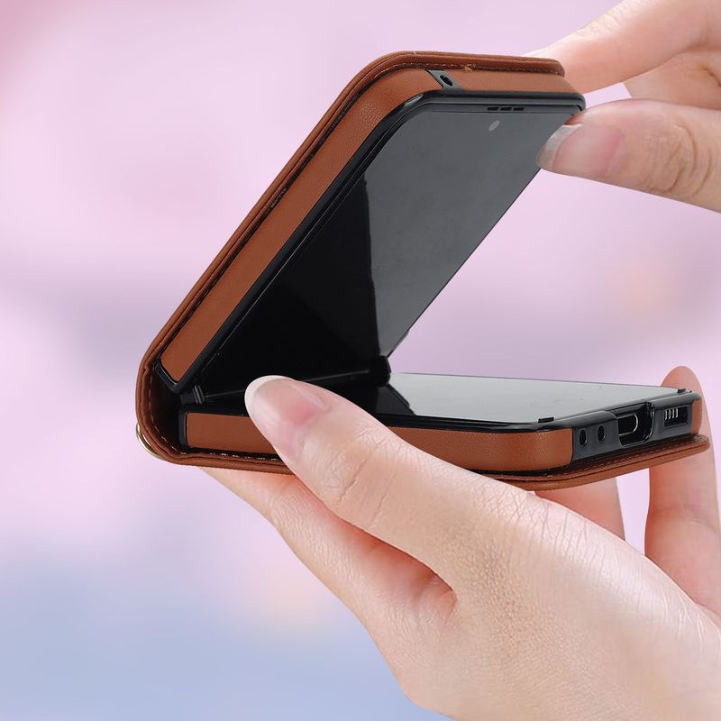 Nuova custodia per cellulare Z Flip6 per donna Custodia protettiva a tracolla Samsung Flip4 Custodia in pelle per cellulare a quadri_voghion.com
