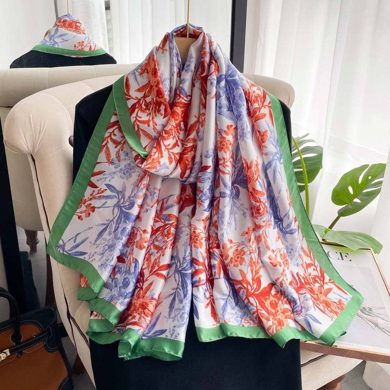 Sciarpa sottile per il viso in raso di seta simulata edizione coreana primavera ed estate, scialle con aria condizionata, sciarpa da spiaggia, mare_voghion.com