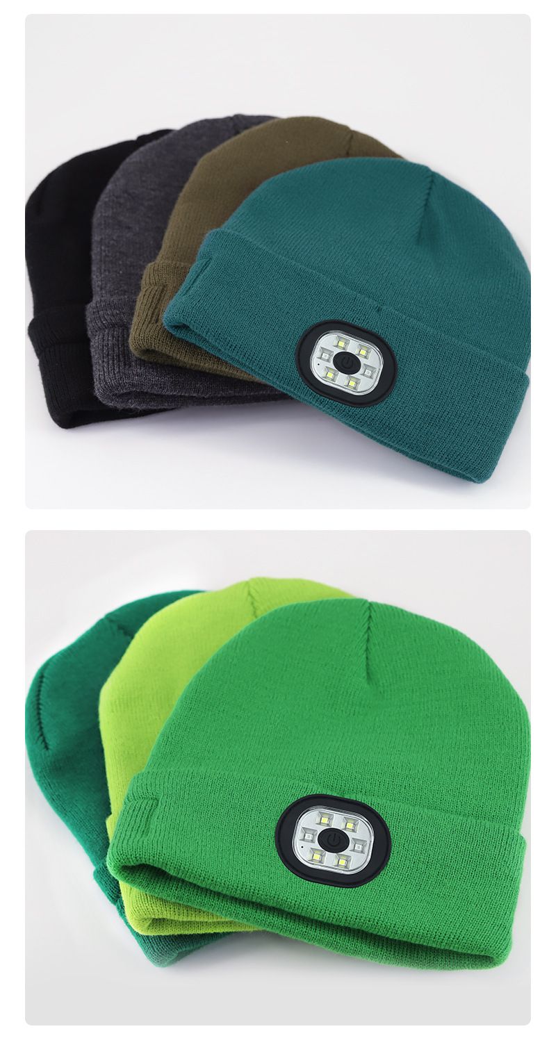 Unisex Rechargeable six-light beaded LED light-emitting knitted hat_voghion.com