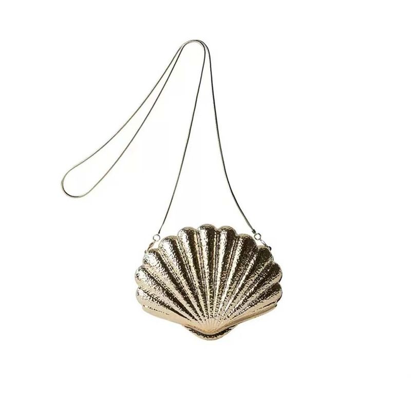 Elegante pochette da donna placcata in oro con tracolla a catena, per feste serali e uso quotidiano, borsa da sera alla moda e di personalità._voghion.com