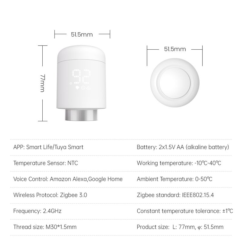 Tuya Zigbee Thermostaat Radiator Vae Temperatuurregelaar Slimme Automatisering Via SmartLife Alexa Google Home_voghion.com