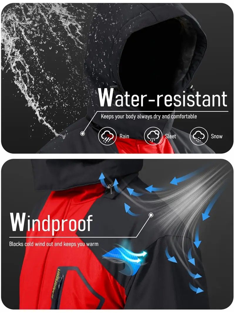 Single Item Men'S Warm Snow Skiing Features A Chest Pocket, Adjustable Cuffs, Zippered Pockets, Suitable For Skiing,_voghion.com