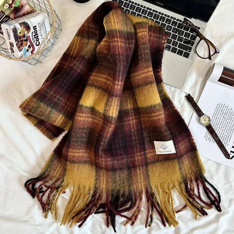 2024 Neuer Mirad Premium-Schal mit Karomuster für Damen im Winter, koreanische Ausgabe, doppelt verwendbar, dicker, warmer Schal_voghion.com